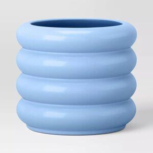 5" tall Small Bubble Ceramic Planter - Blue